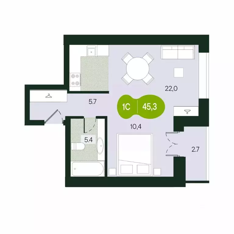 Студия Забайкальский край, Чита ул. Токмакова, 30 (45.3 м) - Фото 1