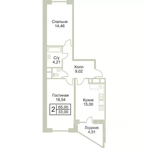 2-к кв. Московская область, Раменское ул. Крымская, 2 (61.6 м) - Фото 2
