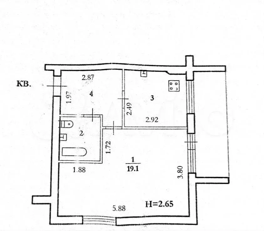 1-к. квартира, 38,3 м, 9/9 эт. - Фото 0