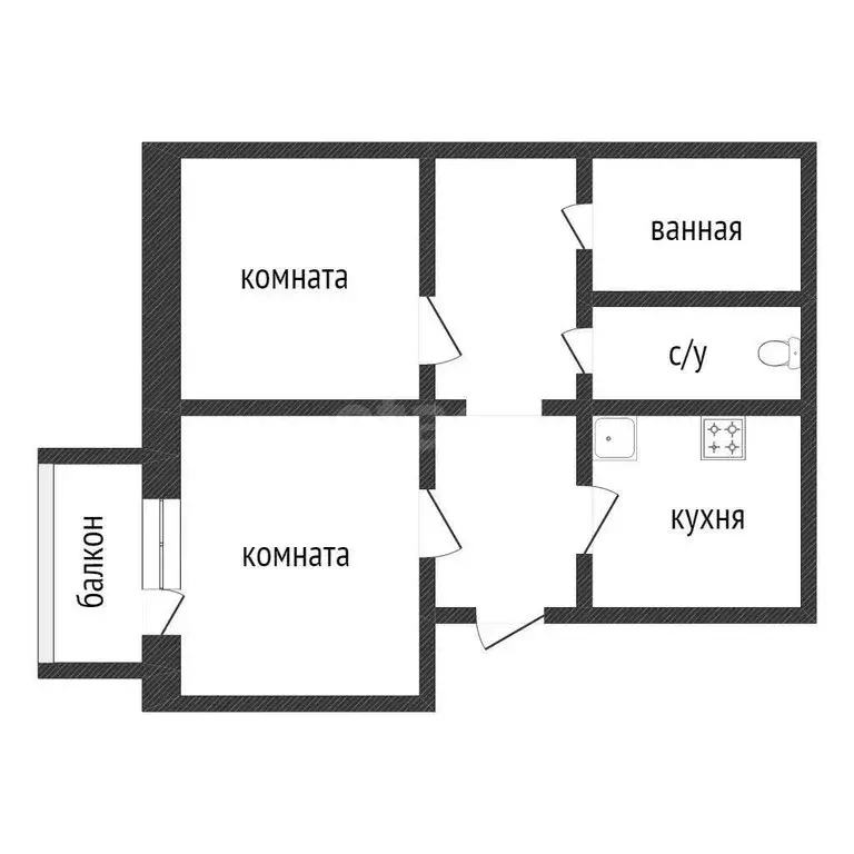 2-комнатная квартира: Курган, улица Отдыха, 2Б (51 м) - Фото 1