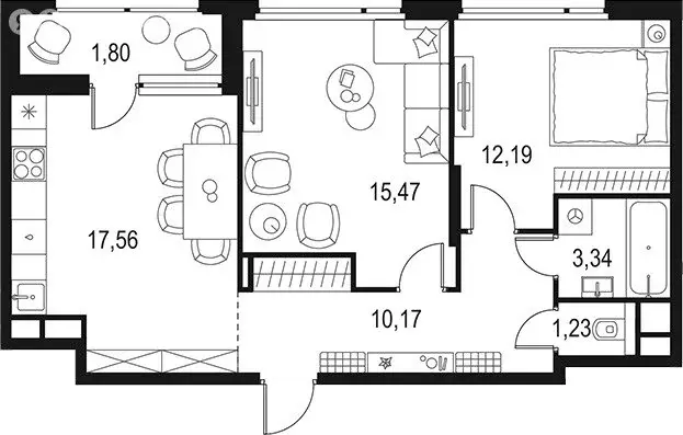2-комнатная квартира: Отрадное, Парковая улица, 1 (61.76 м) - Фото 1