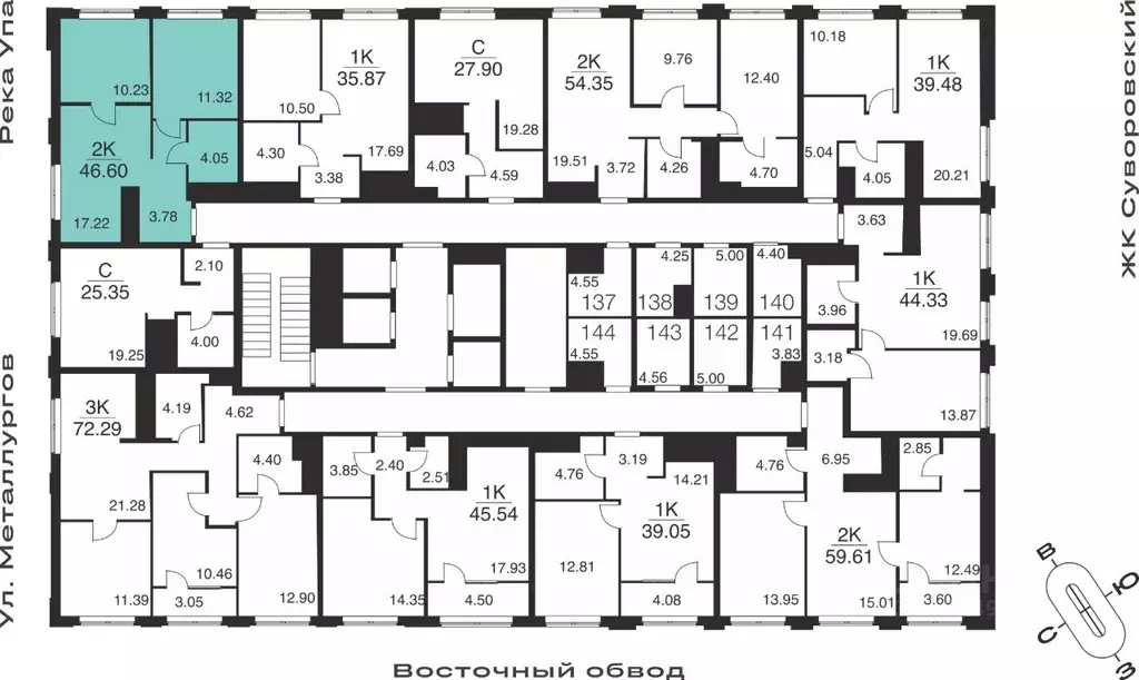 2-к кв. Тульская область, Тула Парк Патриот жилой комплекс (46.6 м) - Фото 2