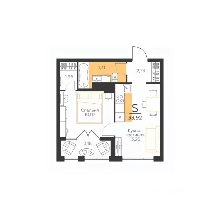 1-к кв. Тульская область, Тула городской округ, пос. Молодежный 10А ... - Фото 1