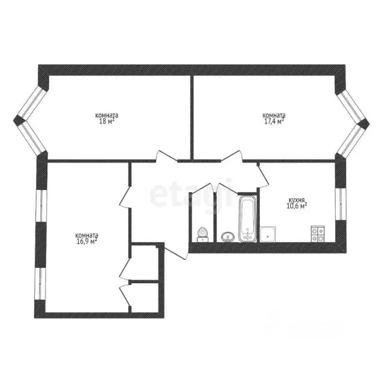 3-к кв. Ленинградская область, Кириши ул. Строителей, 6 (76.5 м) - Фото 2