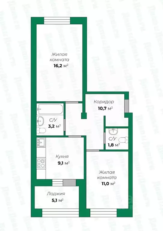 2-к кв. Кировская область, Киров ул. Ивана Попова, 87 (57.1 м) - Фото 0