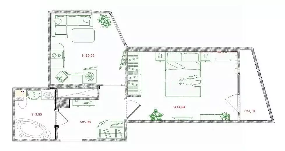 1-к кв. Санкт-Петербург Заневский просп., 42 (38.0 м) - Фото 2