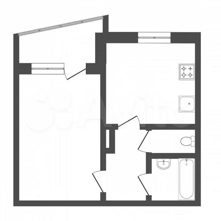 1-к. квартира, 33,3 м, 8/9 эт. - Фото 0