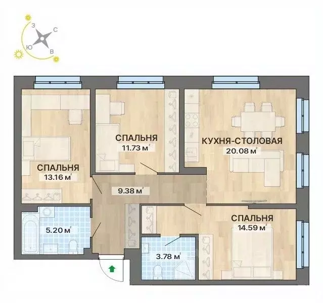 3-к кв. Свердловская область, Екатеринбург Уралмаш жилрайон, Северное ... - Фото 1