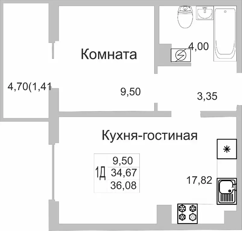 1-к кв. Псковская область, Псков ул. Юности, 22 (35.62 м) - Фото 0