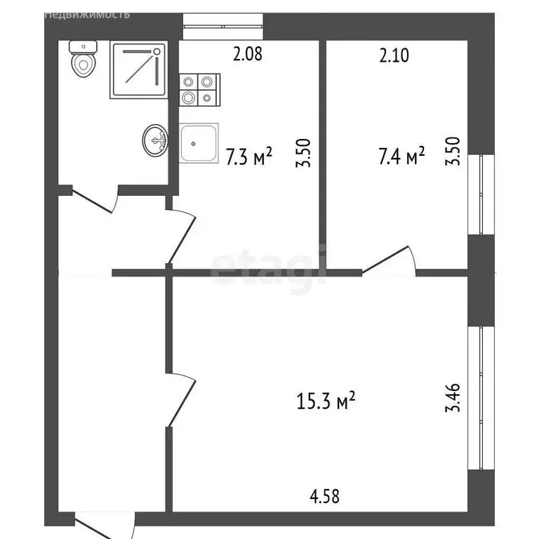 2-комнатная квартира: Харовск, улица Пушкина, 12 (40.96 м) - Фото 1
