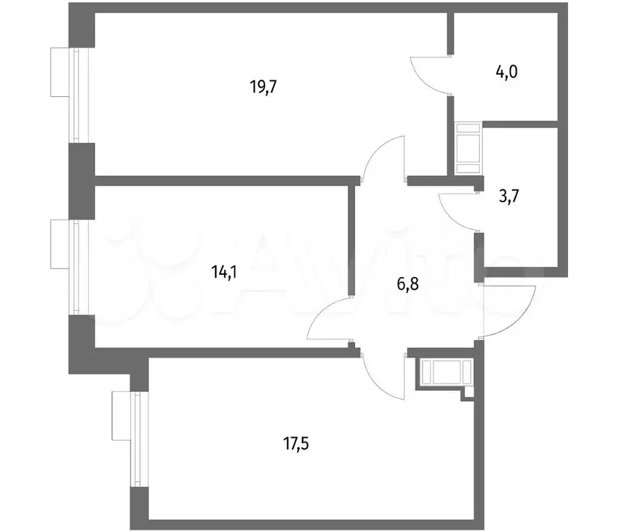 2-к. квартира, 65,8 м, 4/8 эт. - Фото 0