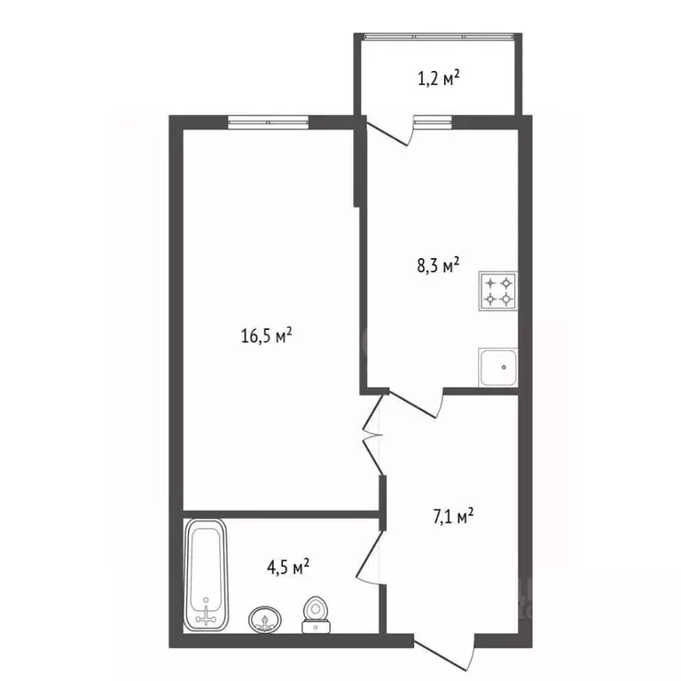 1-к кв. Башкортостан, Уфа Коммунистическая ул., 98/1 (34.5 м) - Фото 1