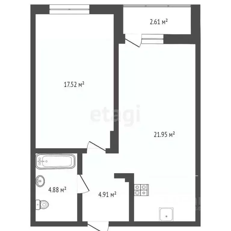 1-к кв. Тюменская область, Тюмень ул. Бориса Прудаева, 4 (49.3 м) - Фото 2