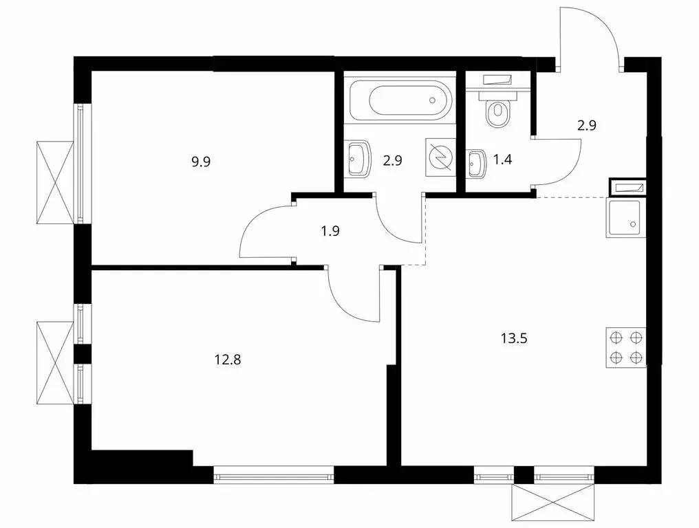 2-комнатная квартира: Котельники, микрорайон Белая Дача, 29 (46 м) - Фото 1