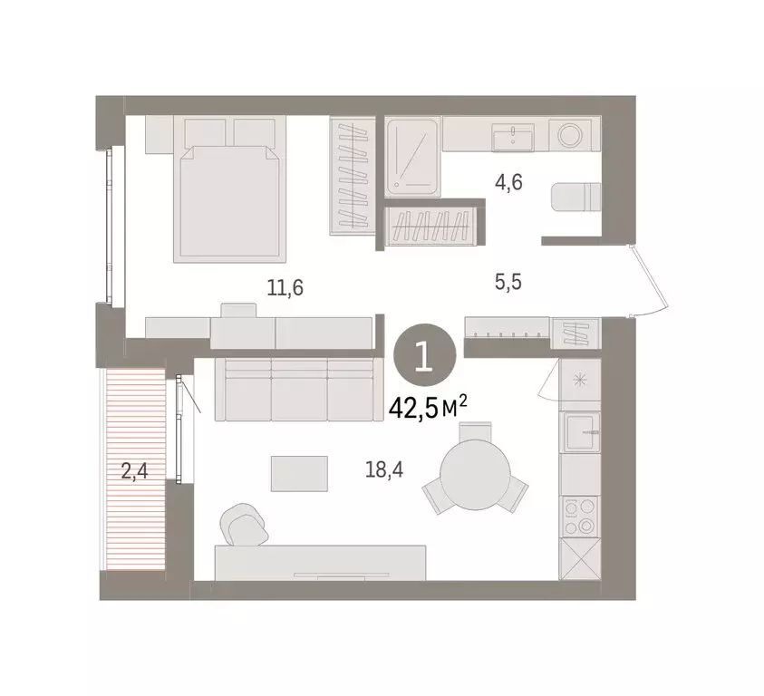 1-комнатная квартира: Екатеринбург, жилой район Сортировочный, ... - Фото 1