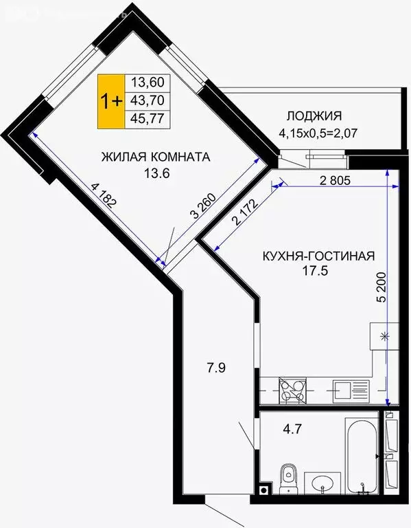 1-комнатная квартира: Краснодар, микрорайон 2-я Площадка, улица ... - Фото 0