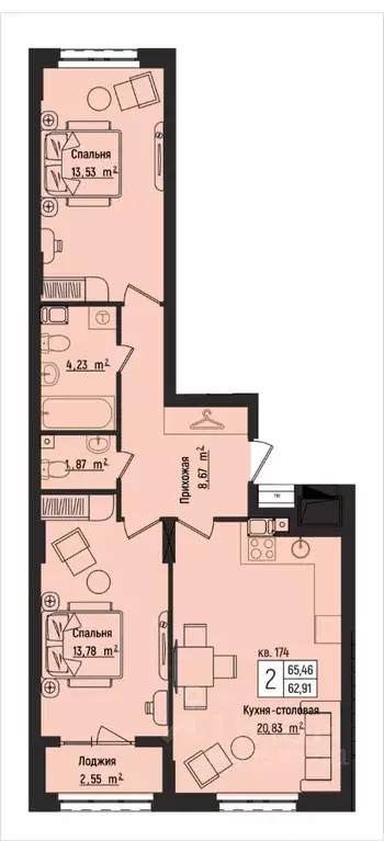 2-к кв. Нижегородская область, Нижний Новгород Литературная ул., 5 ... - Фото 1