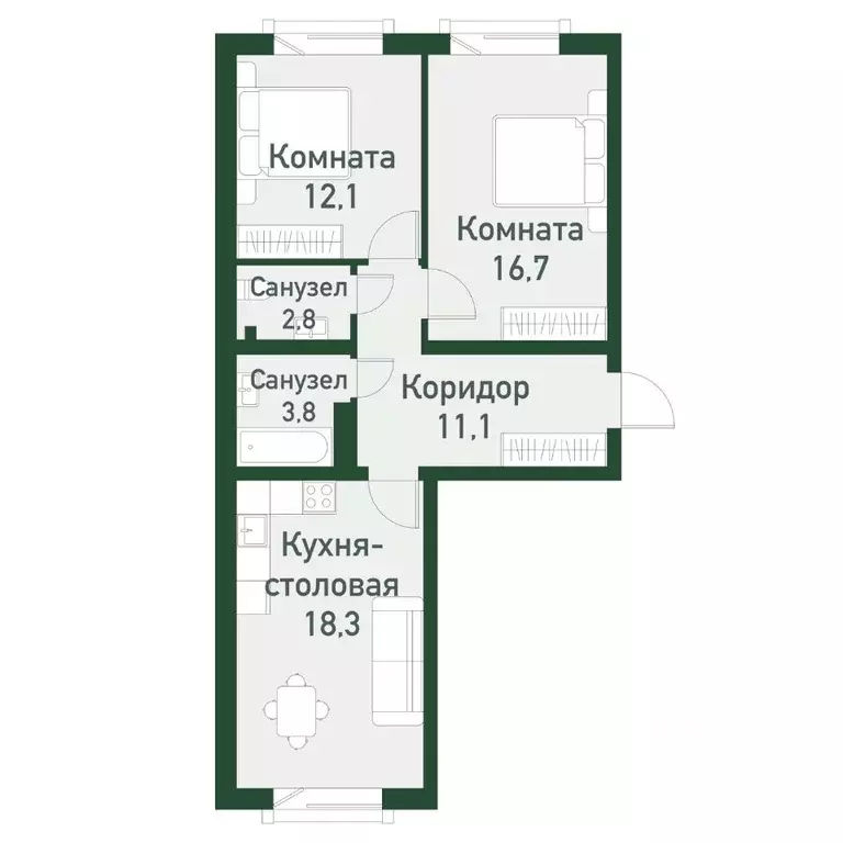 2-к кв. Челябинская область, Челябинский городской округ, пос. ... - Фото 0