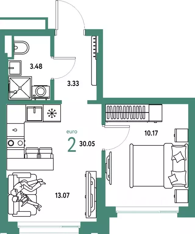 2-к кв. Тюменская область, Тюмень ул. Мельникайте, 42к1 (30.05 м) - Фото 1