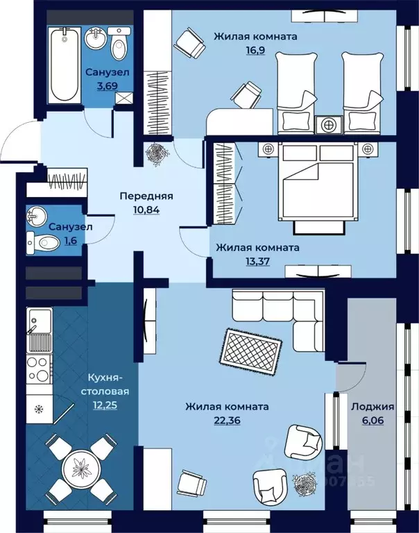 Свободной планировки кв. Камчатский край, Петропавловск-Камчатский ... - Фото 2