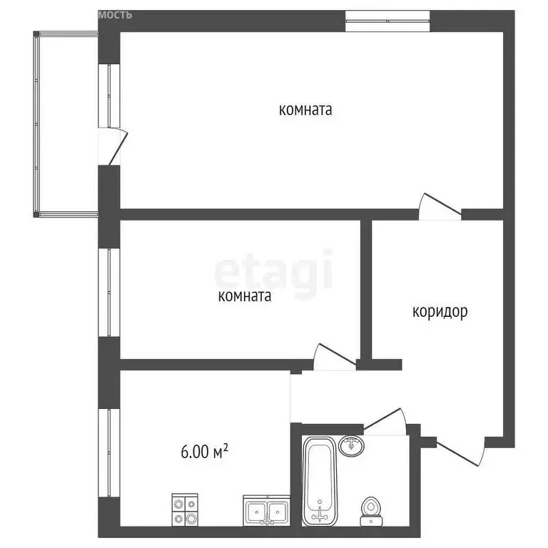2-комнатная квартира: Жуковский, улица Дугина, 23 (43.4 м) - Фото 0
