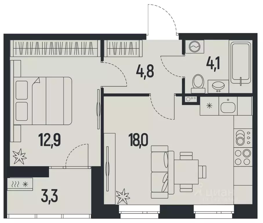 1-к кв. Пермский край, Пермь Ераничи мкр,  (41.5 м) - Фото 1
