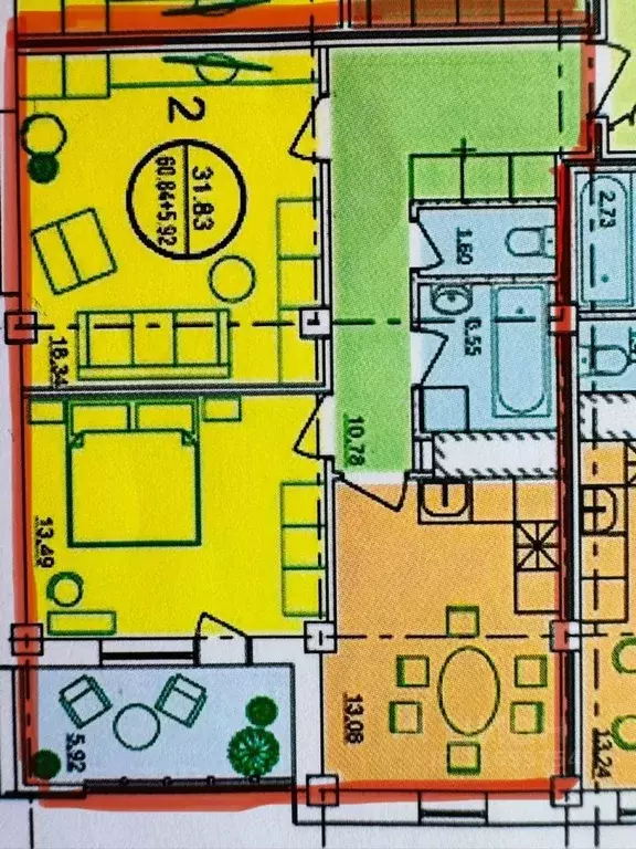 2-к кв. Башкортостан, Уфа ул. Заки Валиди, 58 (67.0 м) - Фото 2