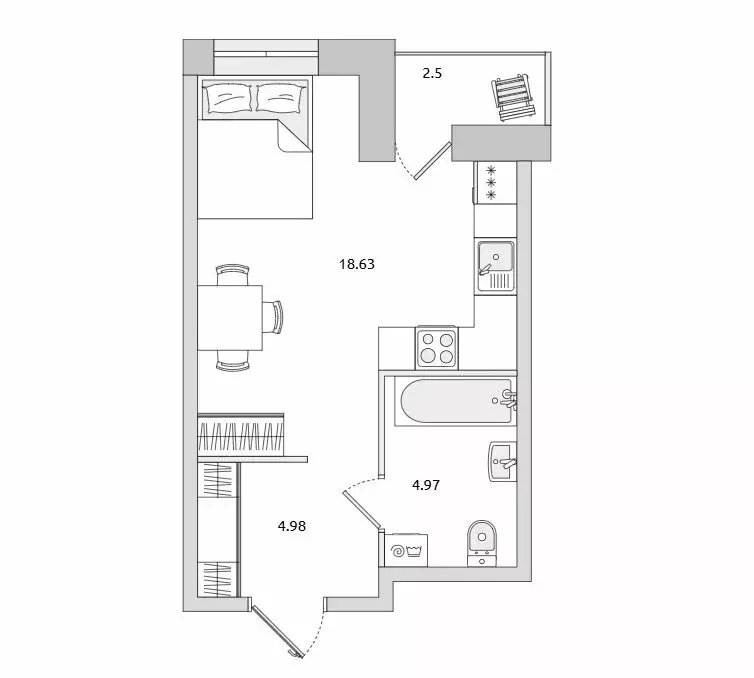 Квартира-студия: Бугры, Тихая улица, 3к3 (28.6 м) - Фото 0