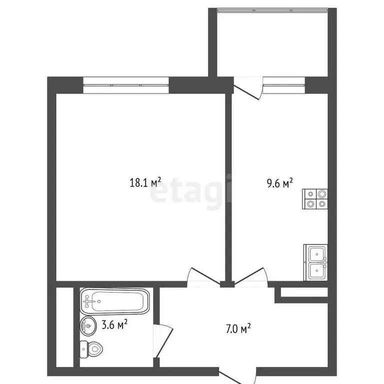 1-комнатная квартира: Кемерово, Космическая улица, 28 (38.3 м) - Фото 0