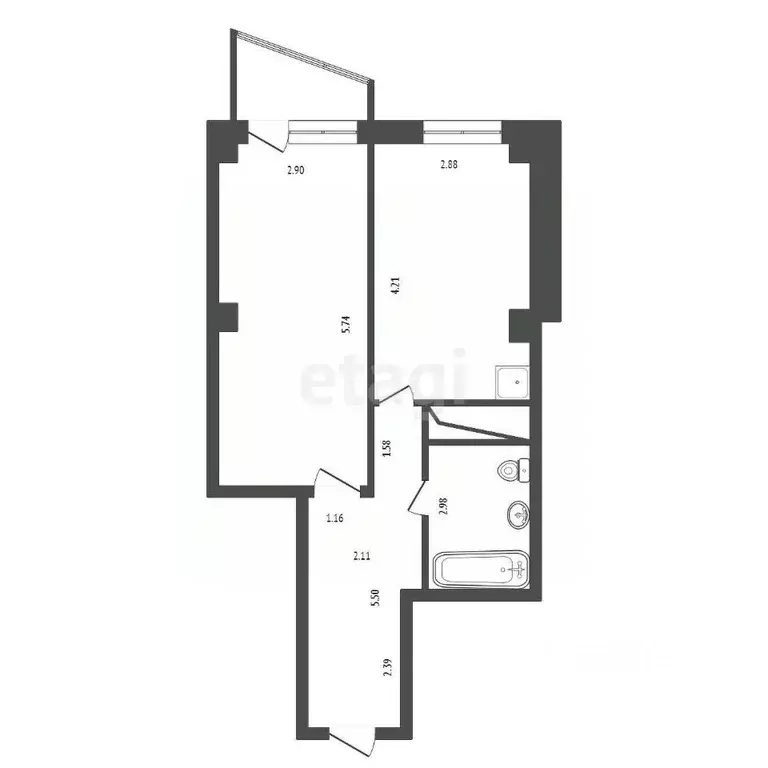 1-к кв. Красноярский край, Красноярск ул. Кутузова, 40А (42.0 м) - Фото 2