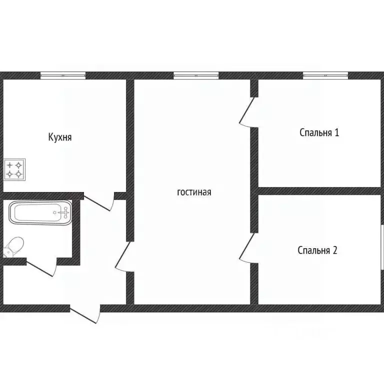 3-к кв. Татарстан, Зеленодольск ул. Тургенева, 33 (42.6 м) - Фото 2