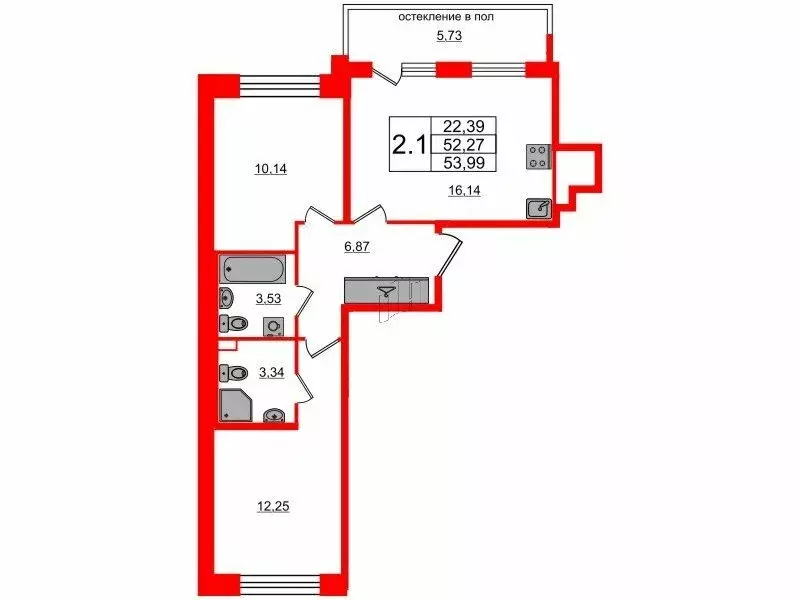 2-комнатная квартира: Санкт-Петербург, Кубинская улица, 78Е (52.27 м) - Фото 0