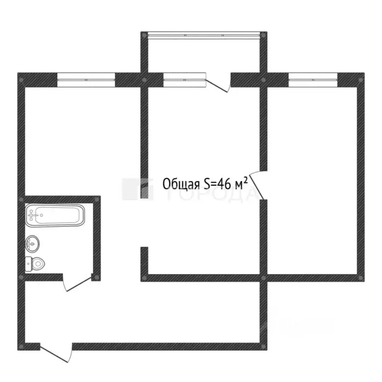 2-к кв. Кемеровская область, Новокузнецк ул. Циолковского, 44 (46.0 м) - Фото 2