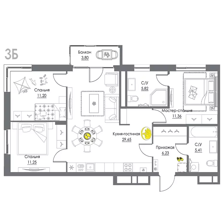 3-к квартира, 84.72 м - Фото 0