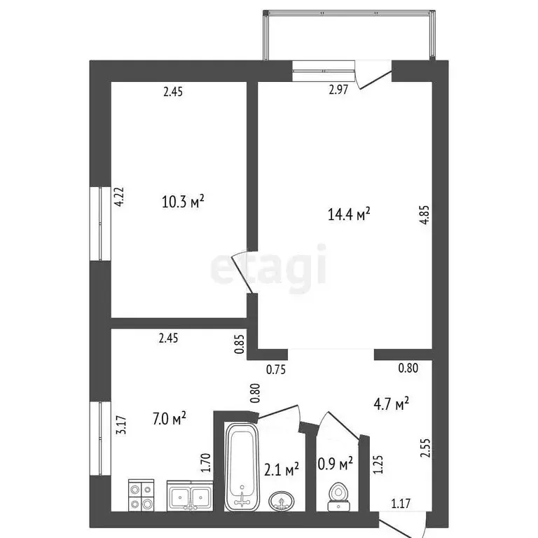 2-комнатная квартира: Выкса, микрорайон Гоголя, 15 (40 м) - Фото 0