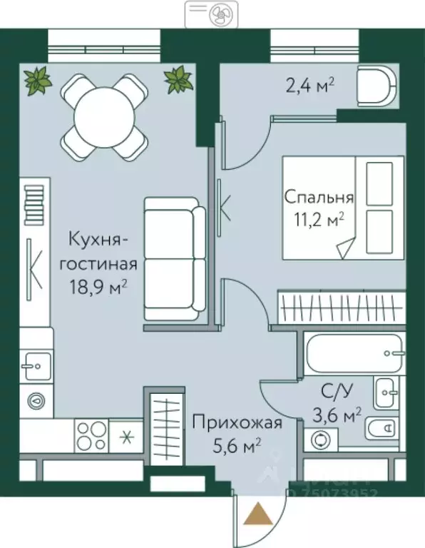 1-к кв. Волгоградская область, Волгоград Новосибирская ул., 74 (41.7 ... - Фото 1