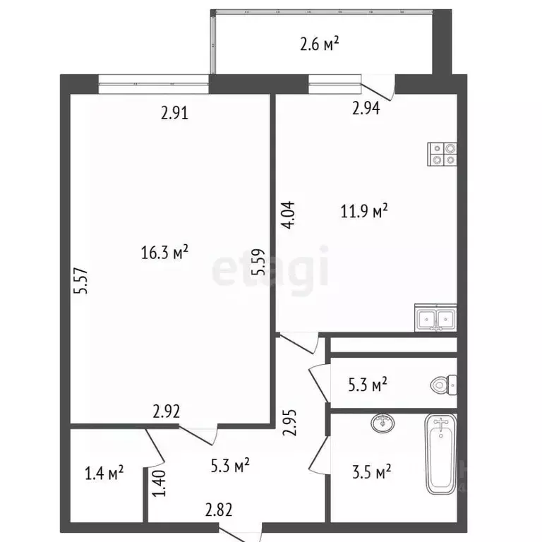 1-к кв. Санкт-Петербург ул. Типанова, 32к2 (40.2 м) - Фото 2