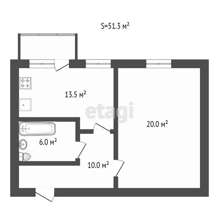 1-комнатная квартира: Прохладный, улица Берегового, 9 (51 м) - Фото 1