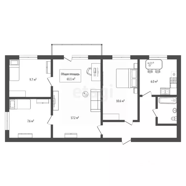 3-к кв. Новосибирская область, Мошковский район, пос. Смоленский ул. ... - Фото 2