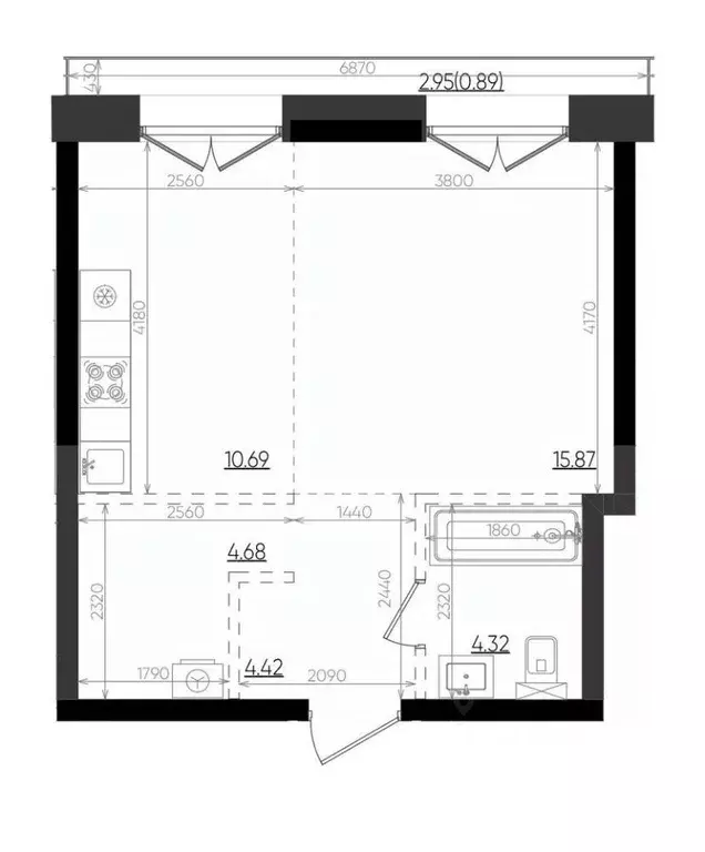 Студия Татарстан, Казань Яналиф жилой комплекс (40.87 м) - Фото 1