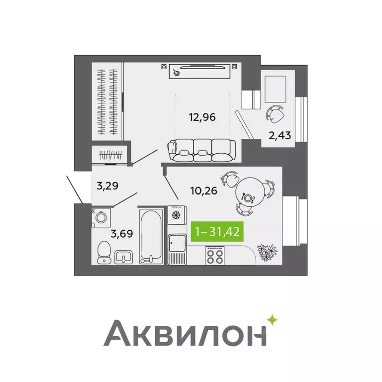 1-к кв. Архангельская область, Северодвинск ул. Ломоносова, 79 (31.42 ... - Фото 0