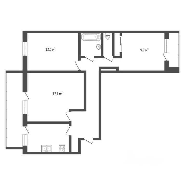 3-к кв. Тюменская область, Тюмень ул. Монтажников, 16 (65.1 м) - Фото 2