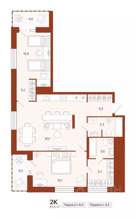 3-к кв. Тюменская область, Тюмень ул. Новаторов, 28 (81.6 м) - Фото 1