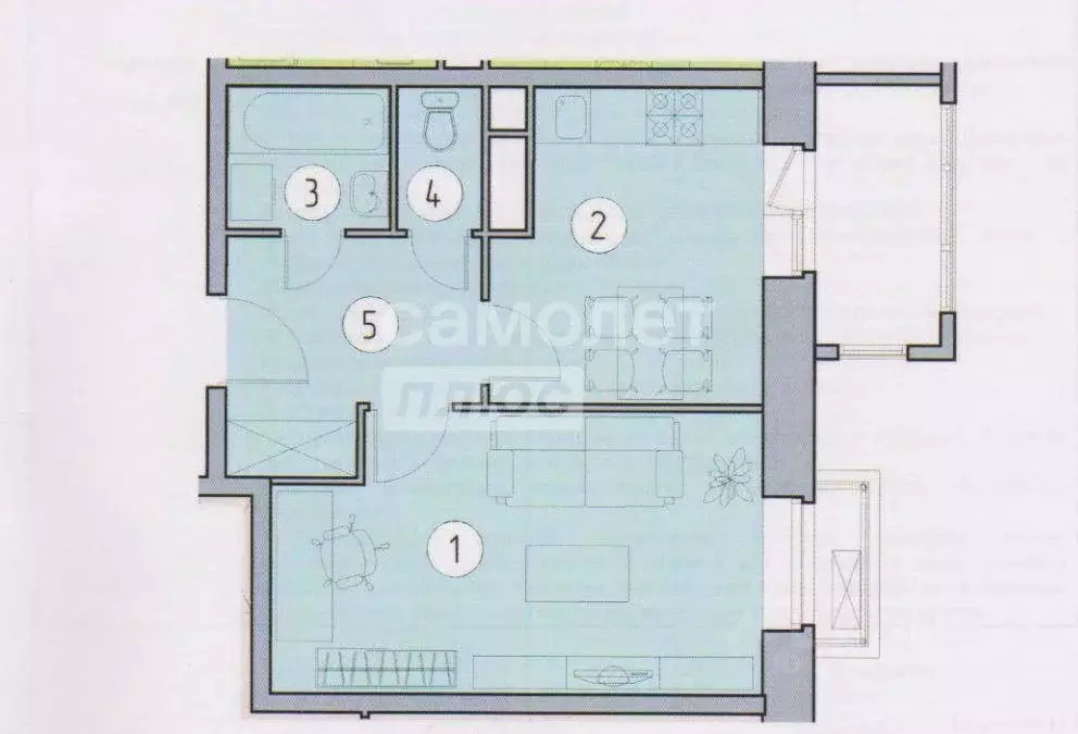 1-к кв. Московская область, Видное ул. Святослава Рихтера, 3к1 (35.1 ... - Фото 2