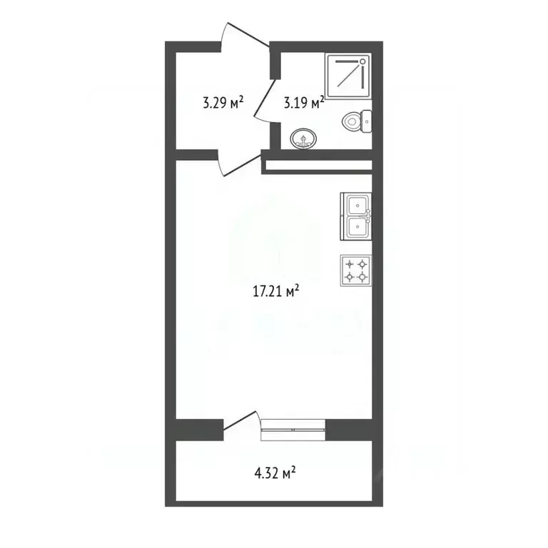 Студия Санкт-Петербург просп. Энергетиков, 9к6 (24.9 м) - Фото 1