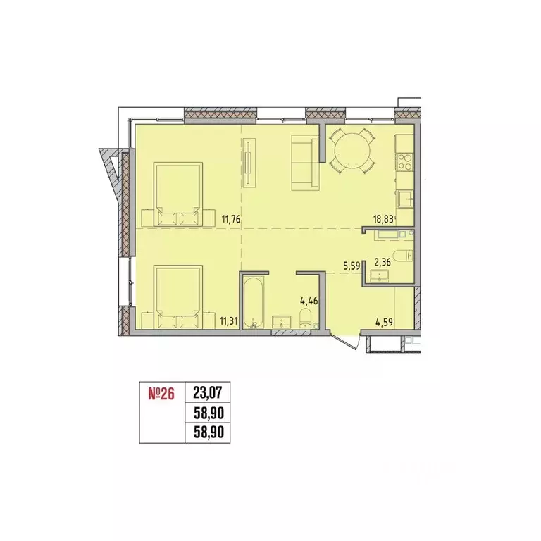 2-к кв. Иркутская область, Иркутский муниципальный округ, Маркова рп, ... - Фото 1