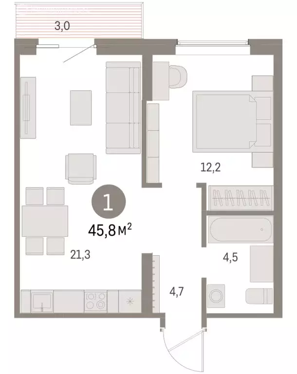 1-комнатная квартира: Курган, жилой район Центральный, ЖК Дом Кино ... - Фото 2
