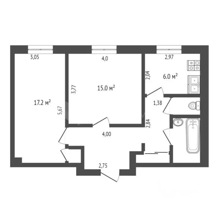 2-к кв. Тюменская область, Тюмень ул. Ленина, 71 (53.6 м) - Фото 1