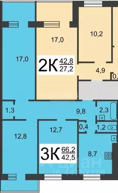 3-к кв. Нижегородская область, Нижний Новгород ул. Минеева, 33 (66.2 ... - Фото 1