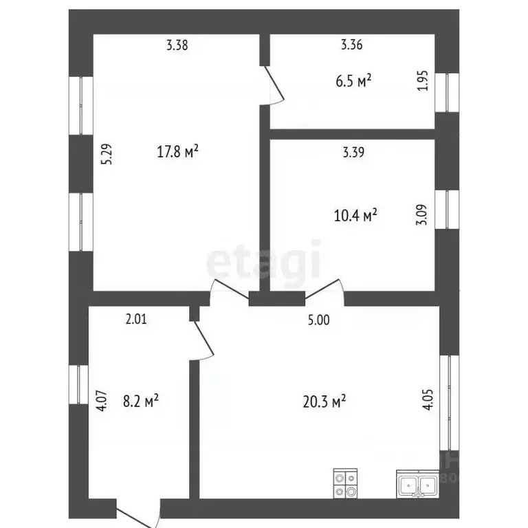 Дом в Крым, Саки ул. Франко (69 м) - Фото 1
